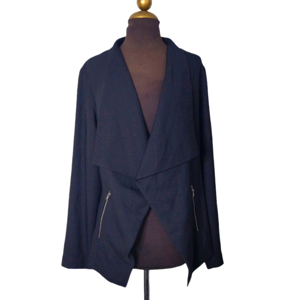 NWT Apt. 9 Waterfall Blazer with Zipper Black